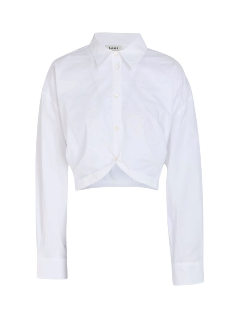 Sandro Women’s White Cropped Cotton-Poplin Button-up Shirt Size 1